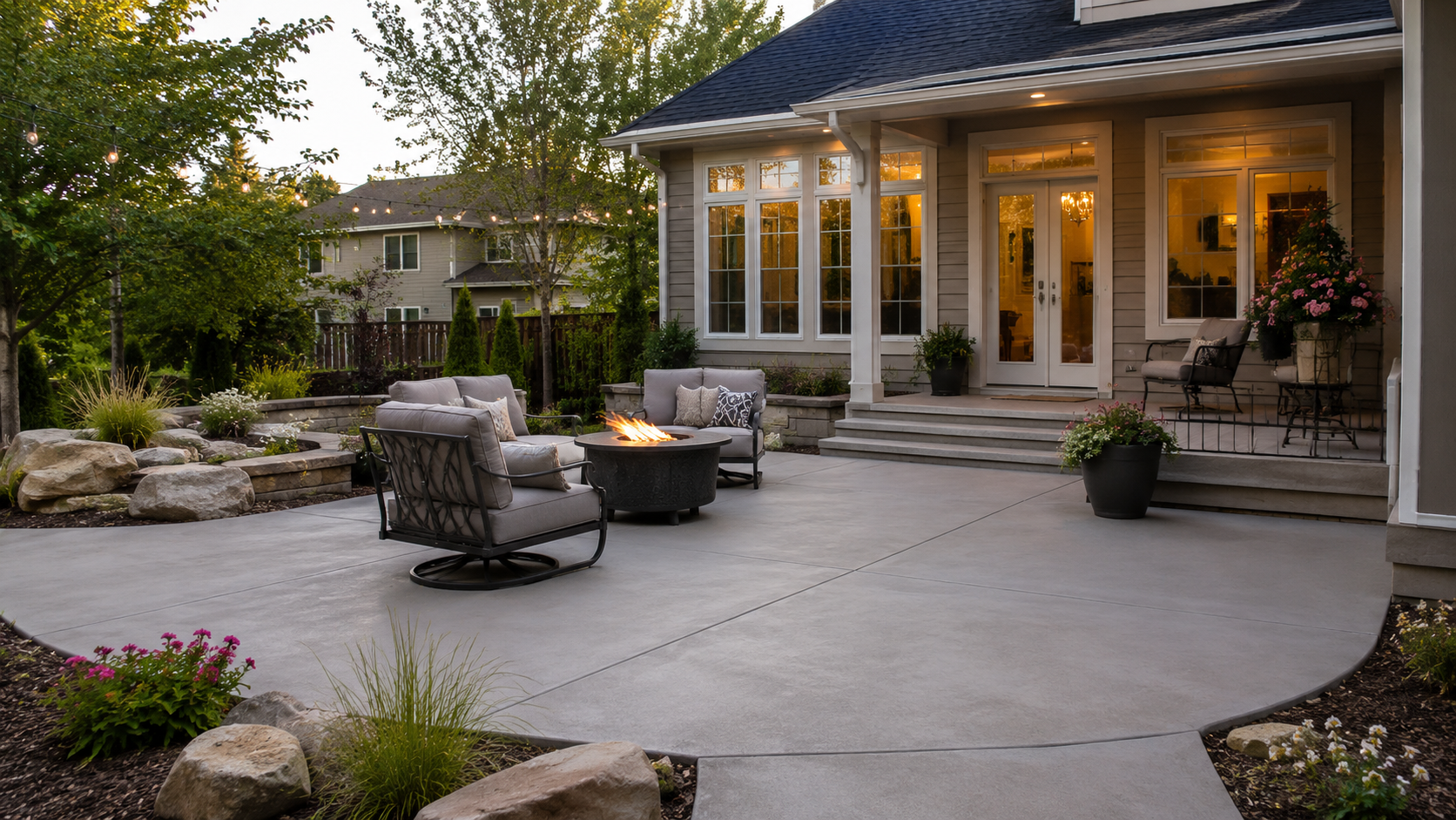 Outdoor concrete patio installation for a Lee's Summit MO residential property