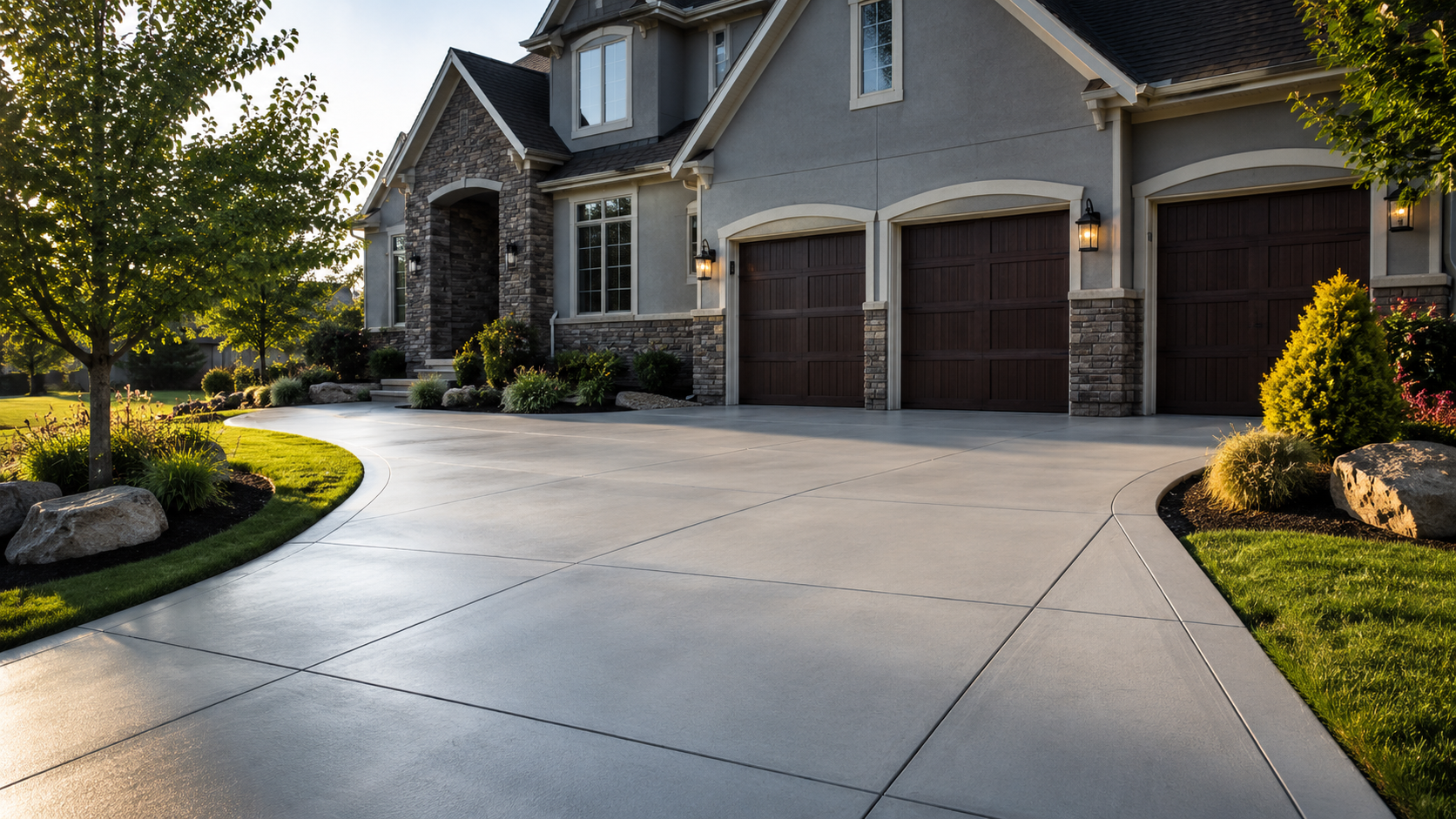 Finished concrete driveway at a Raytown MO home